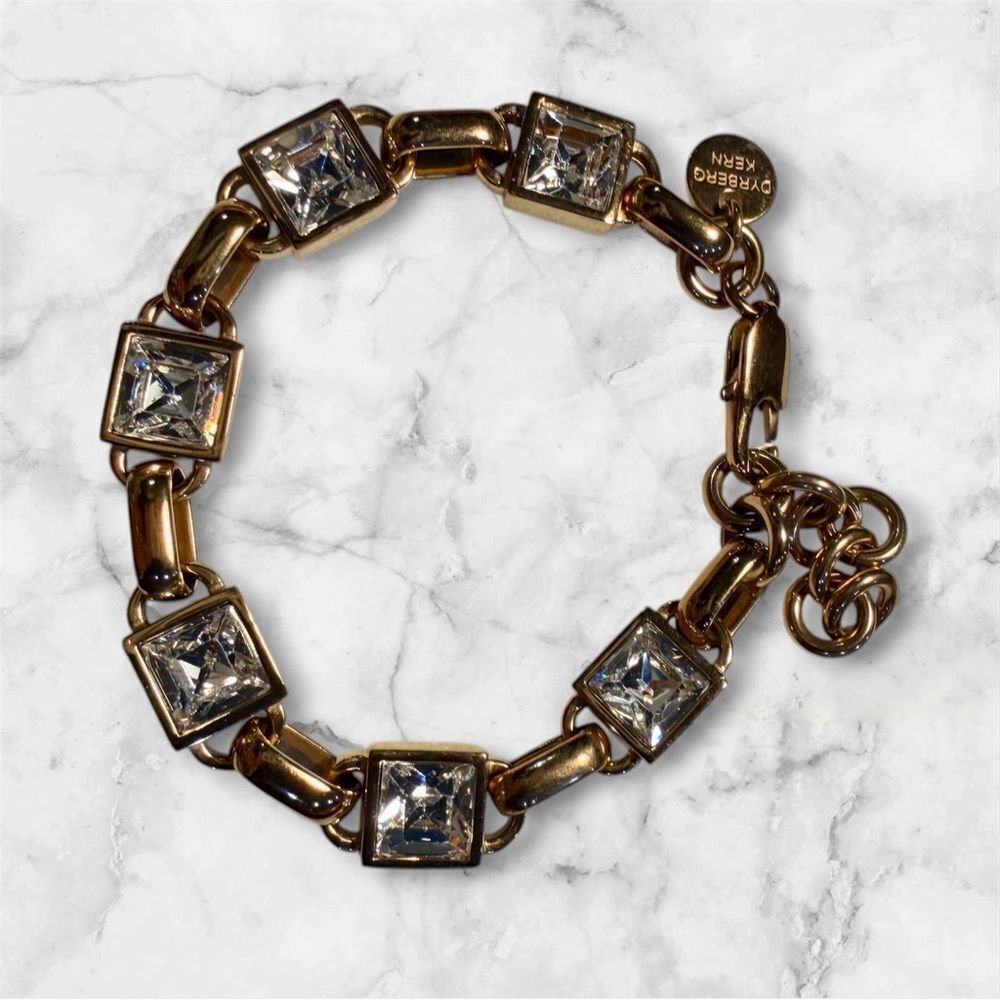 Dyrberg/Kern Gold Plated Bracelet Bezel Set SquareCrystals